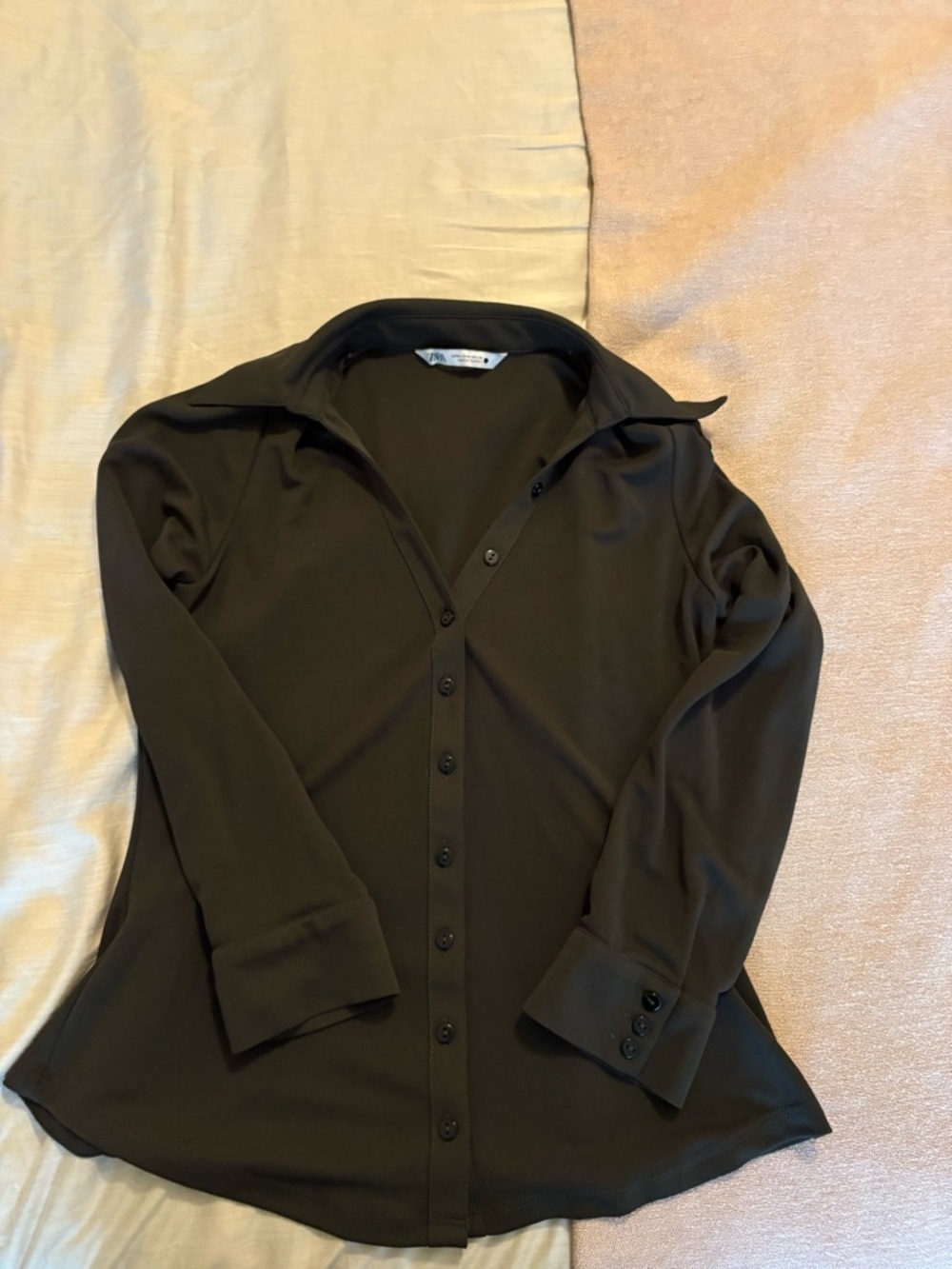 Zara Dark Green Button- Down Top